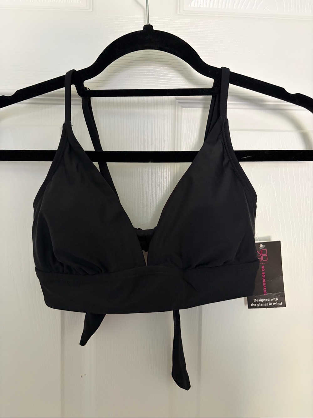 No Boundaries Black Swim Top with Back Tie